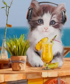 Kitty With Headphones Paint By Numbers