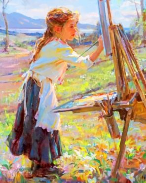 Little Girl Painting Paint By Numbers