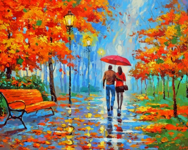 Lovers Under Umbrella paint by numbers