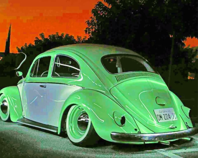 Green VW Bug Paint By Numbers