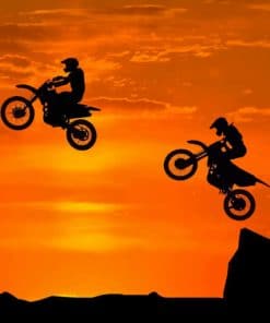 Motorcyclists Silhouette Paint By Numbers