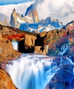 Mt Fitz Roy Waterfall Paint By Numbers