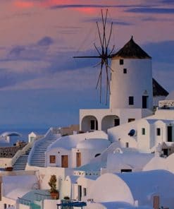 Oia Santorini Windmill Paint By Numbers