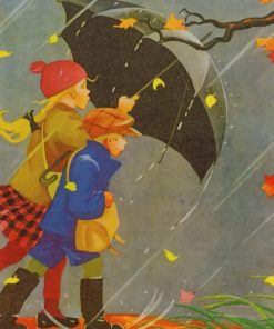 Siblings Under An Umbrella paint by numbers