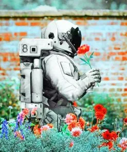 Space Man With Flowers Paint By Numbers