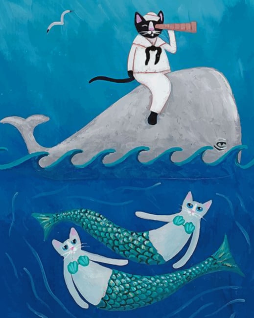 Sailor And Cats Mermaids Paint By Numbers