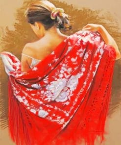 Woman Wearing Red Paint By Numbers