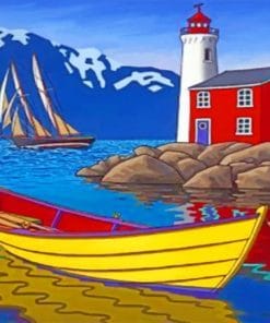 Lighthouse And Boat Paint By Numbers