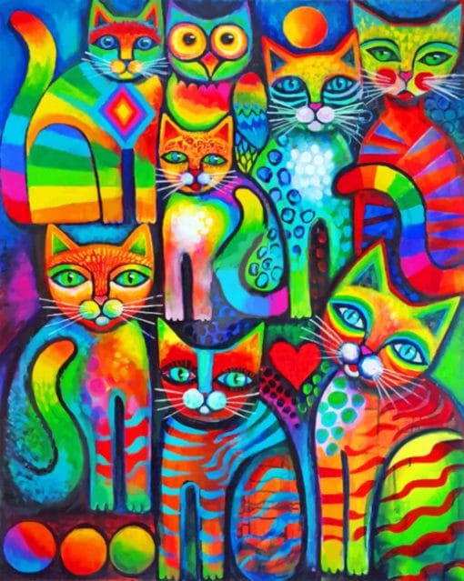 Colorful Cats Paint By Numbers - Numeral Paint Kit