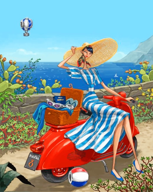 Lady On Vespa Paint By Numbers