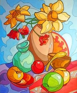 Flowers Vase And Apples Paint By Numbers
