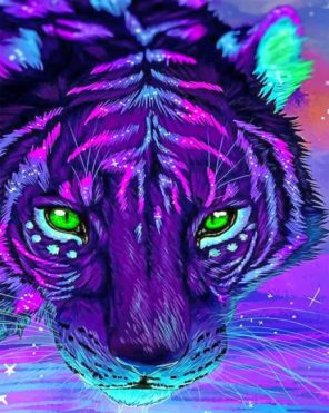 Aesthetic Purple Tiger Paint by numbers