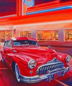 Vintage Red Car Paint by numbers