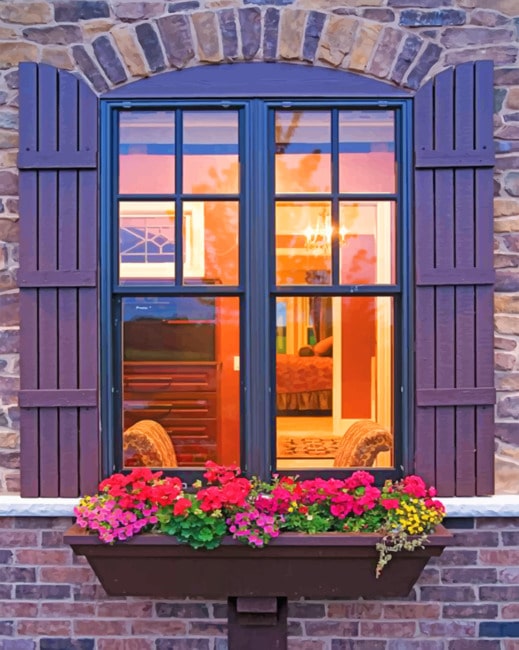 Aesthetic Window And Flowers paint by numbers