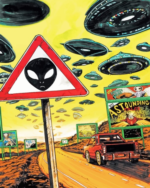 Aliens Road Paint by numbers