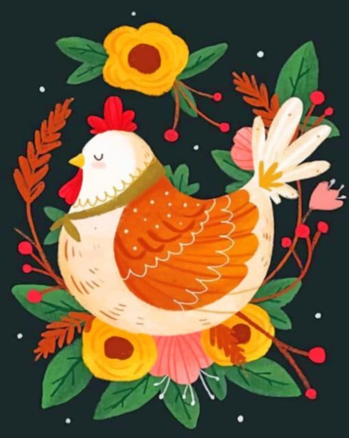 Chicken Illustration Paint By Numbers Numeral Paint Kit