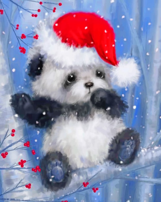 Christmas Panda paint by numbers