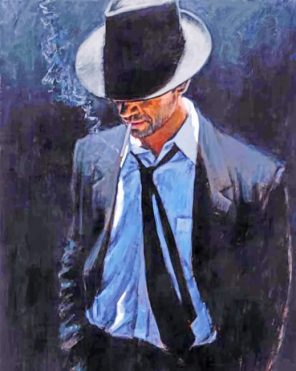 Classy Man With A Black Hat Paint by numbers