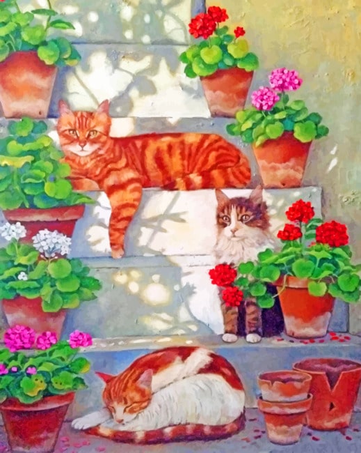 Cats On Stairs Paint By Numbers