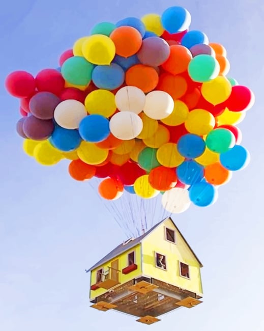 Flying House Balloons paint by numbers
