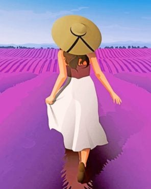 Girl Enjoying The Spring In A Field Of lavender paint by numbers