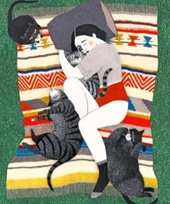 Girl Sleeping With Cats Paint By Numbers