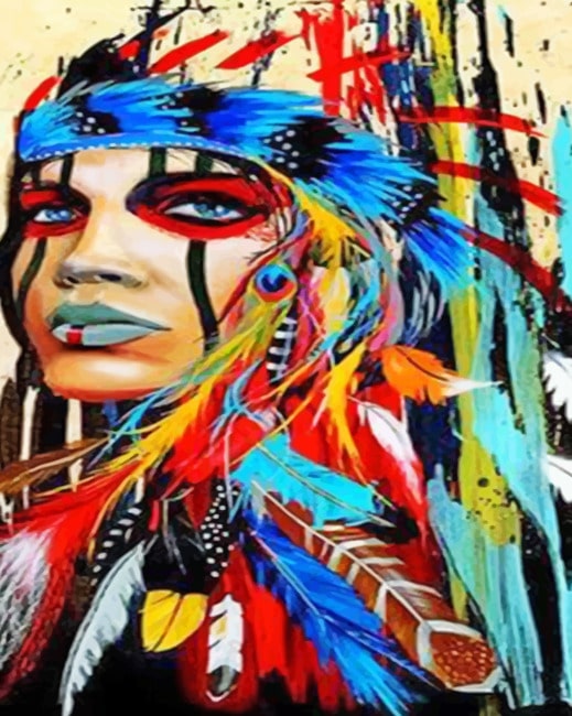 Colorful Native Indian Woman Paint By Numbers - Numeral Paint Kit