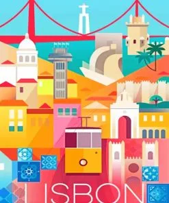 Lisbon Portugal Poster Paint By Numbers