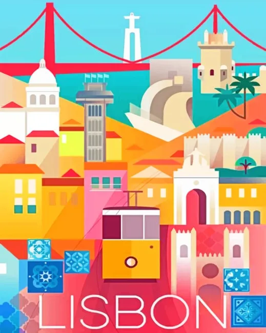 Lisbon Portugal Poster Paint By Numbers