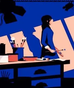 Illustration Artist Girl Paint By Numbers