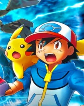 Pokemon Ash And Pikachu Animation Paint By Numbers - Numeral Paint Kit