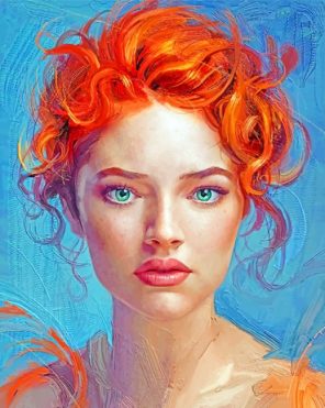 Red Head Beautiful Lady paint by numbers