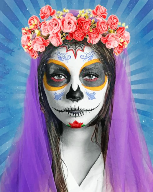 Sugar Skull Lady Women Paint By Numbers - Numeral Paint Kit