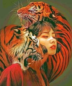 Chinese Woman And Tigers Paint By Numbers