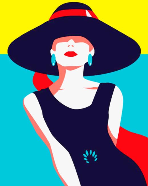 Illustration Woman In Hat Paint By Numbers