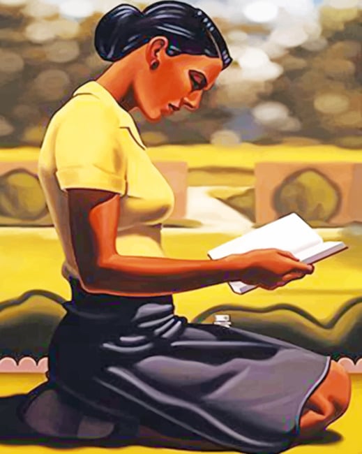 Young Lady Reading Paint By Numbers