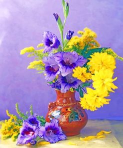 Yellow And Purple Flowers Paint by numbers