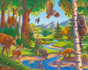Animals Forest paint by number