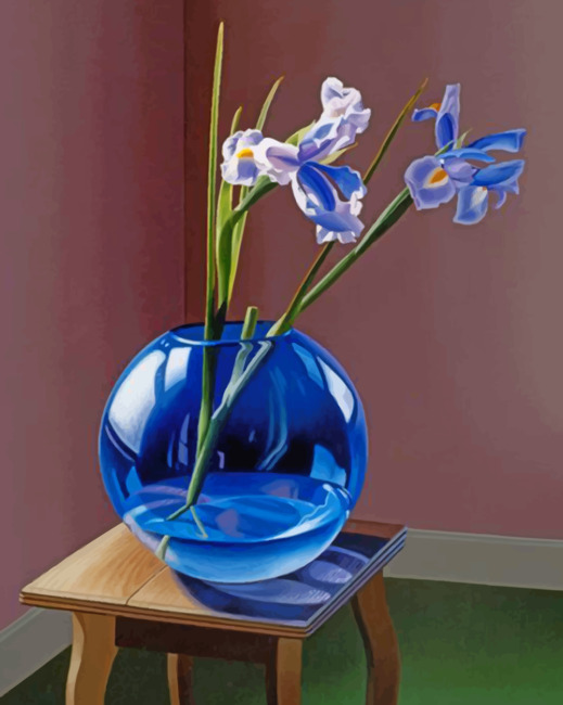 Blue Glass Plant Vase Paint By Numbers - Numeral Paint Kit