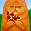 Cat Holding Pizza paint by numbers