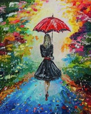 Girl With Umbrella Art paint by numbers