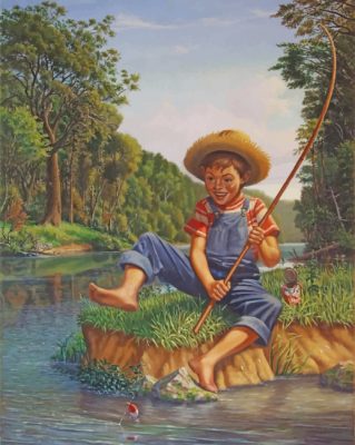 Little Boy Fishing paint by number