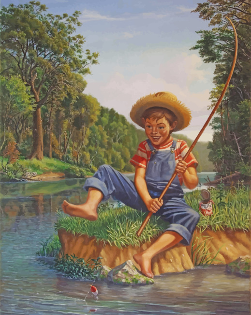 Little Boy Fishing Paint By Numbers