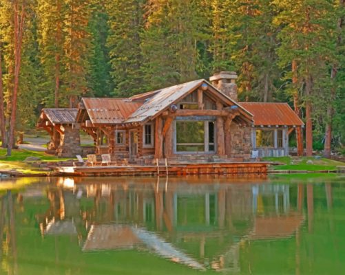 Lakeside Log Cabins Paint By Numbers