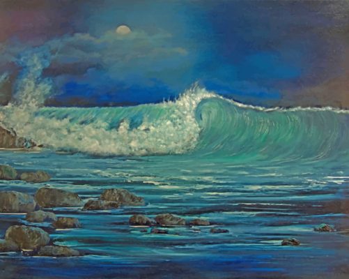Ocean Waves At Night paint by number