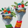Ostriches With Flowers paint by number