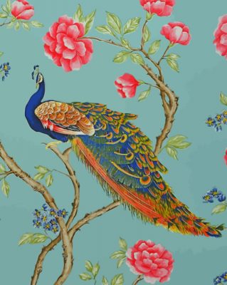 Peafowl and Flowers paint by number