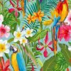 Parrots And Tropical Flowers Paint By Numbers