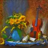 Violin and Flowers Still Life paint by number