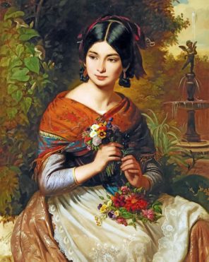 Woman with Flowers paint by number